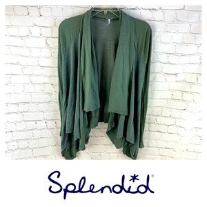 Anthro Splendid Olive Long Cascading Cardigan